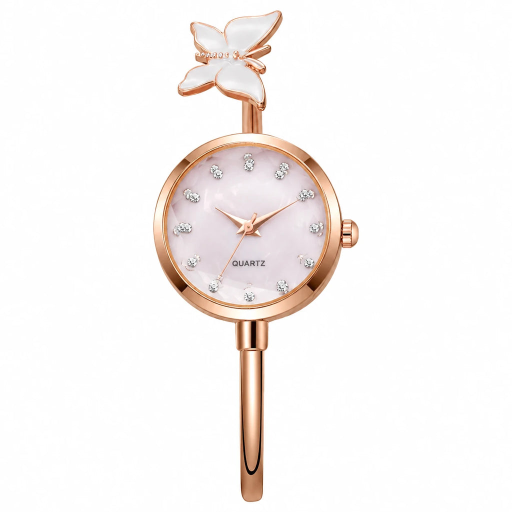 Montre Bracelet Papillon à Cadran Nacré et Mouvement Quartz - Or rose