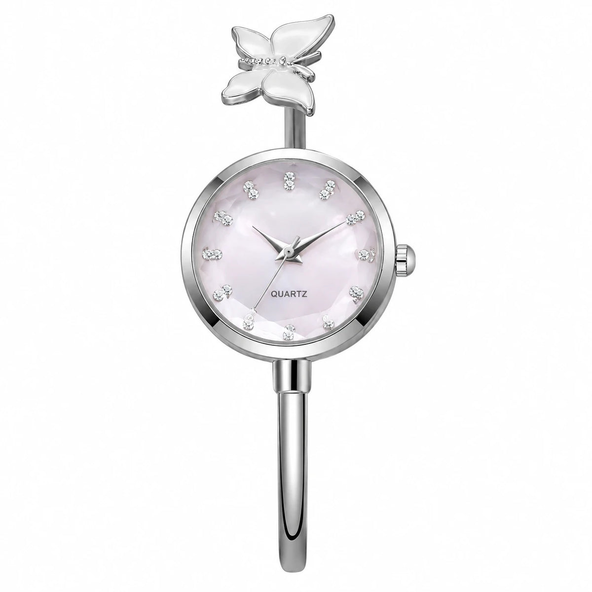 Montre Bracelet Papillon à Cadran Nacré et Mouvement Quartz - Rose