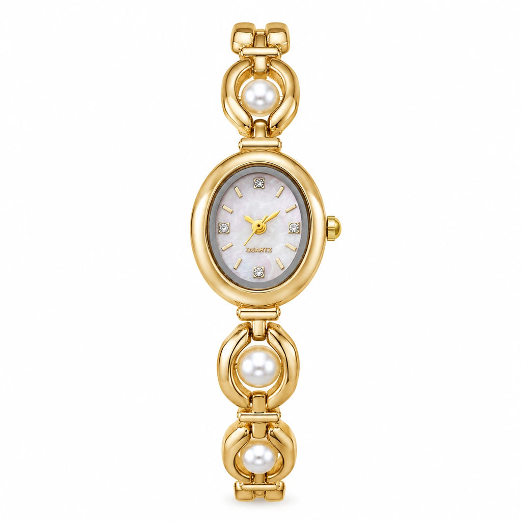 Montre Bracelet Perles Femme avec Cadran Ovale Nacré - 1PC Without Box