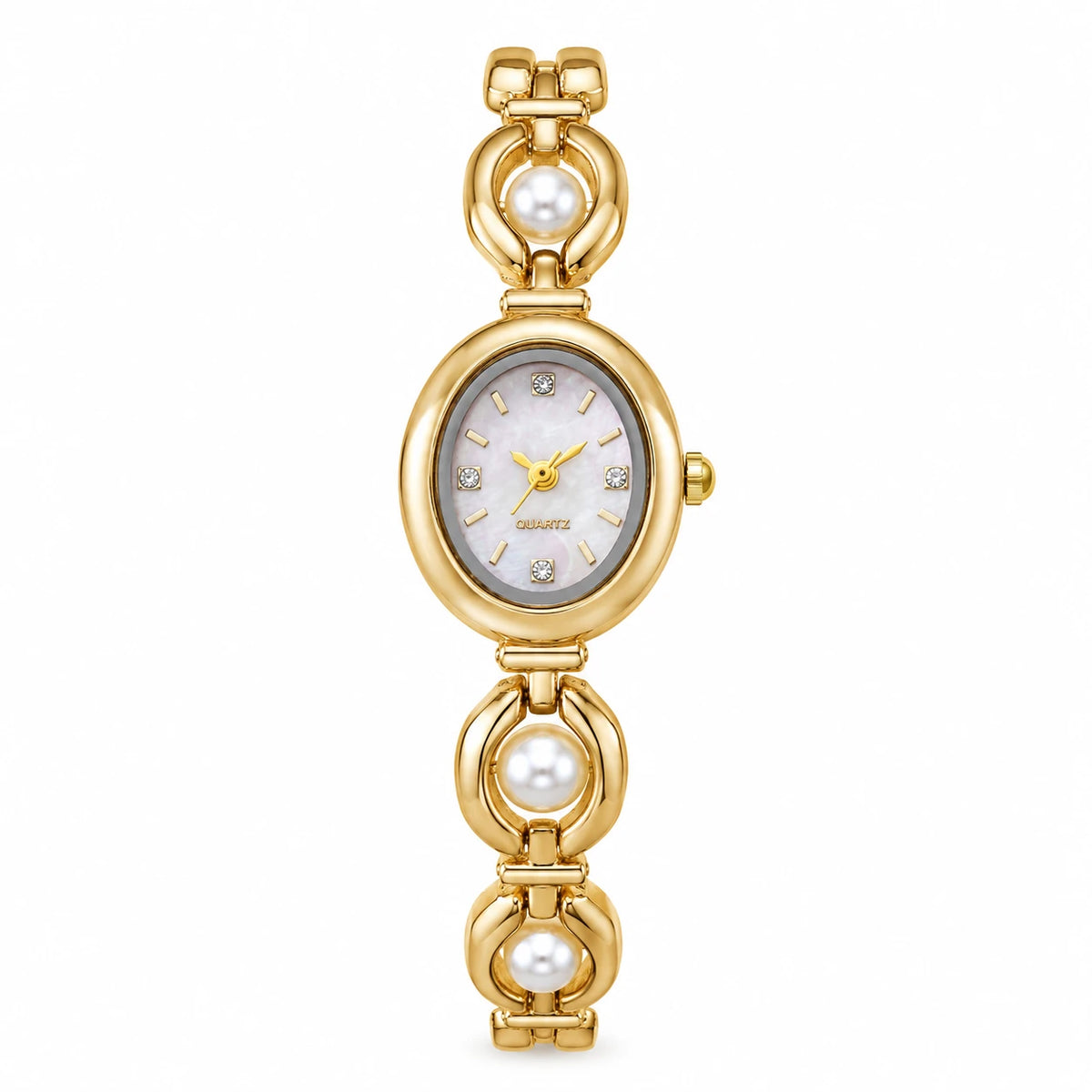 Montre Bracelet Perles Femme avec Cadran Ovale Nacré - 1PC Without Box