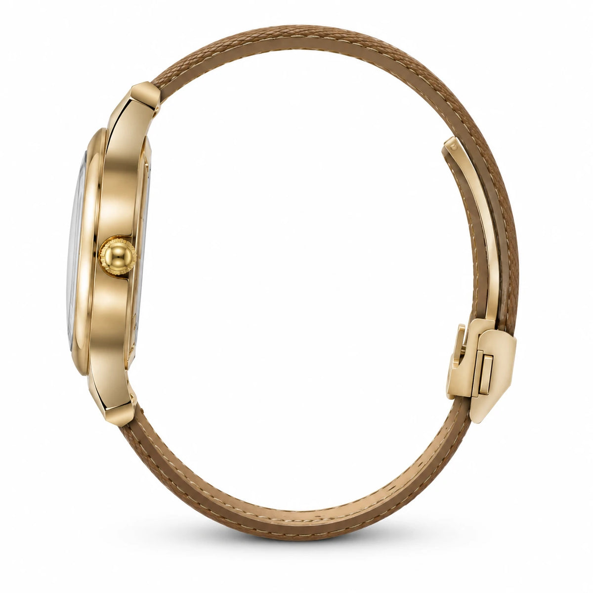 Montre Bracelet Perles Femme avec Cadran Ovale Nacré - Photo côté