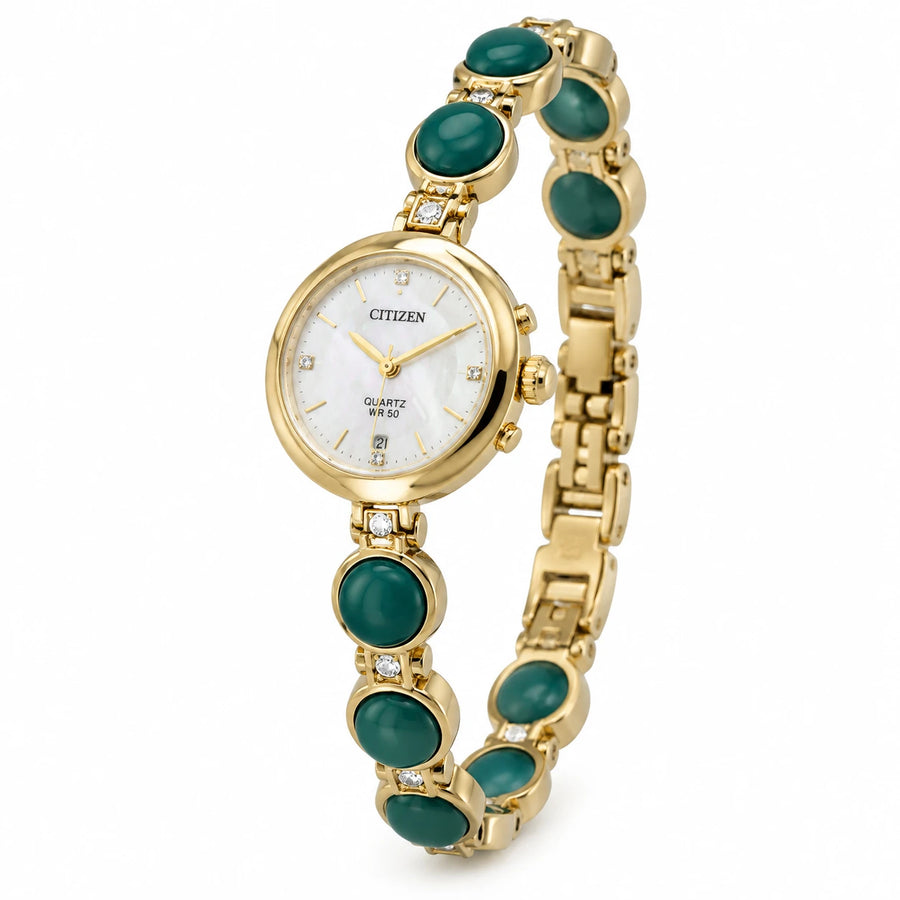Montre Bracelet Pierres Ornementales à Quartz - Fond blanc, autre angle