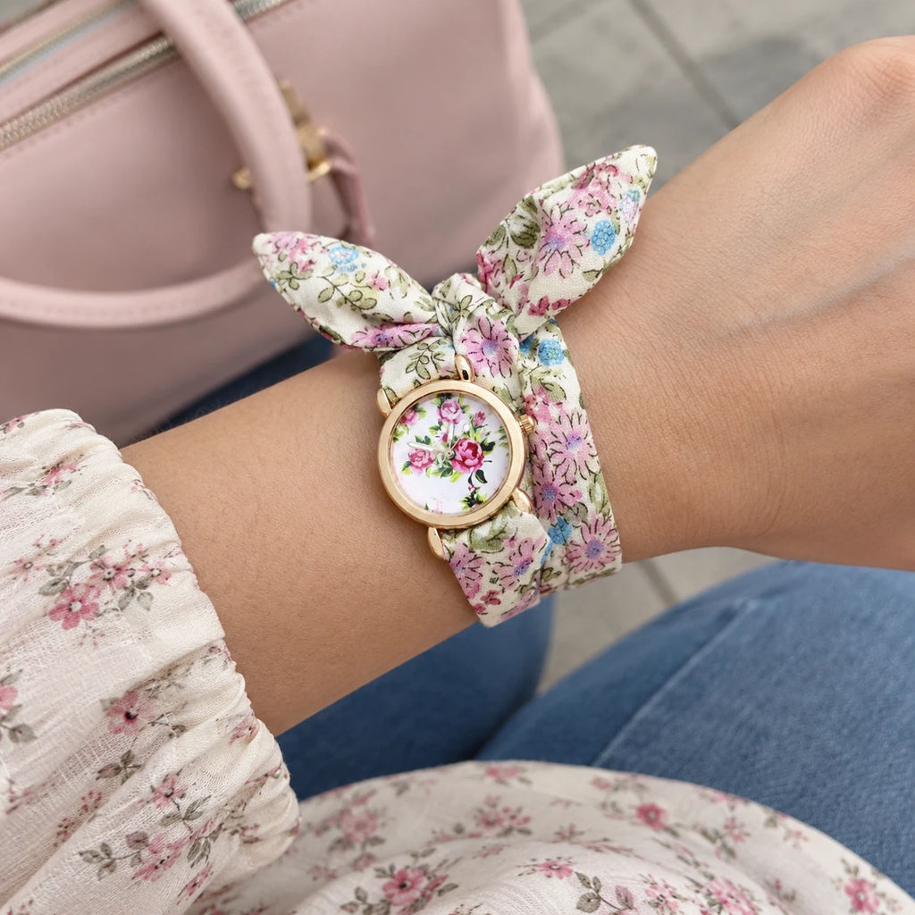 Montre Bracelet Tissu Fleuri avec Nœud - Utilisation du produit - classique