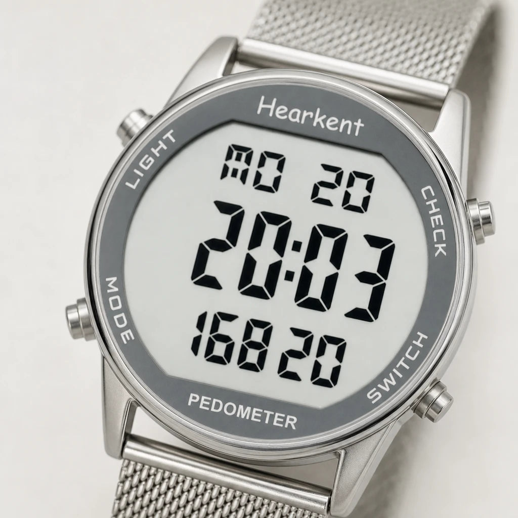 Montre Digitale Femme avec Podomètre et Bracelet Maille - Détail matière