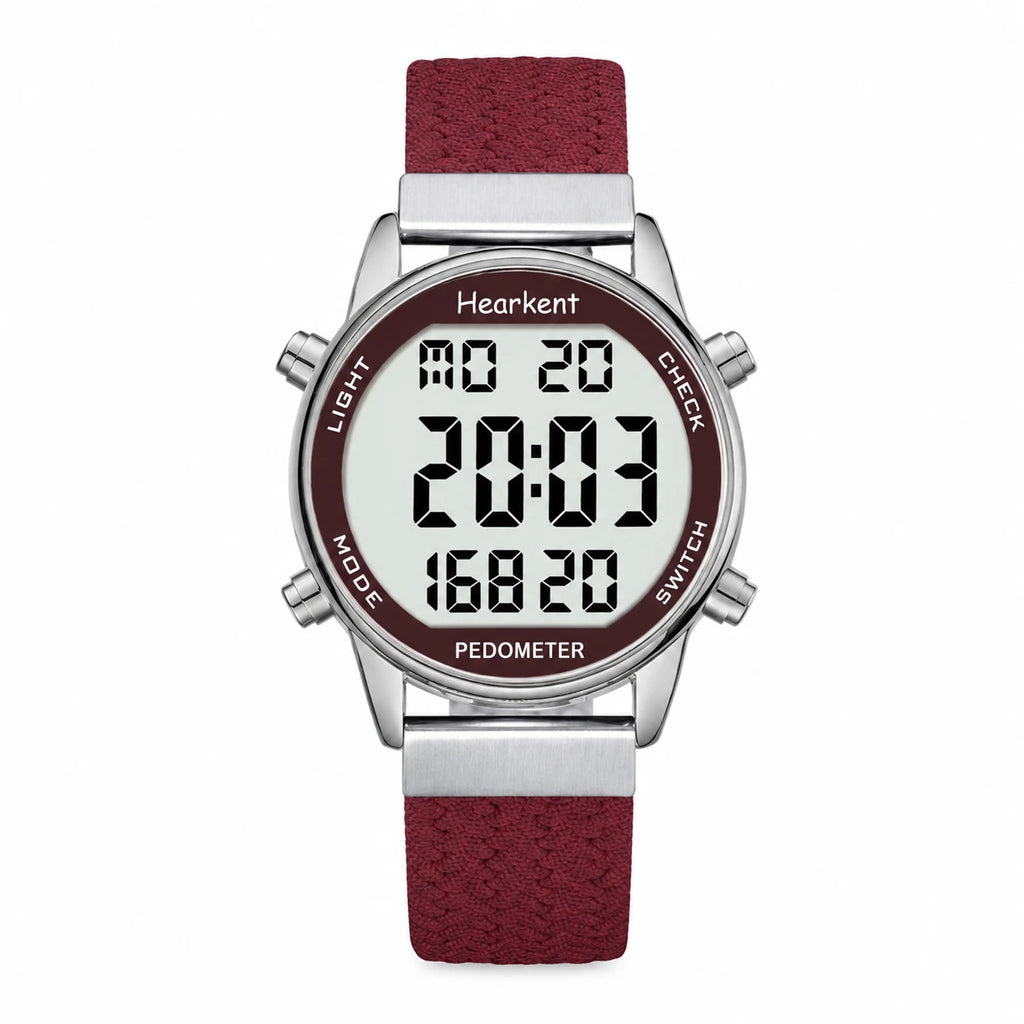 Montre Digitale Femme Sport avec Podomètre Rose - Rouge