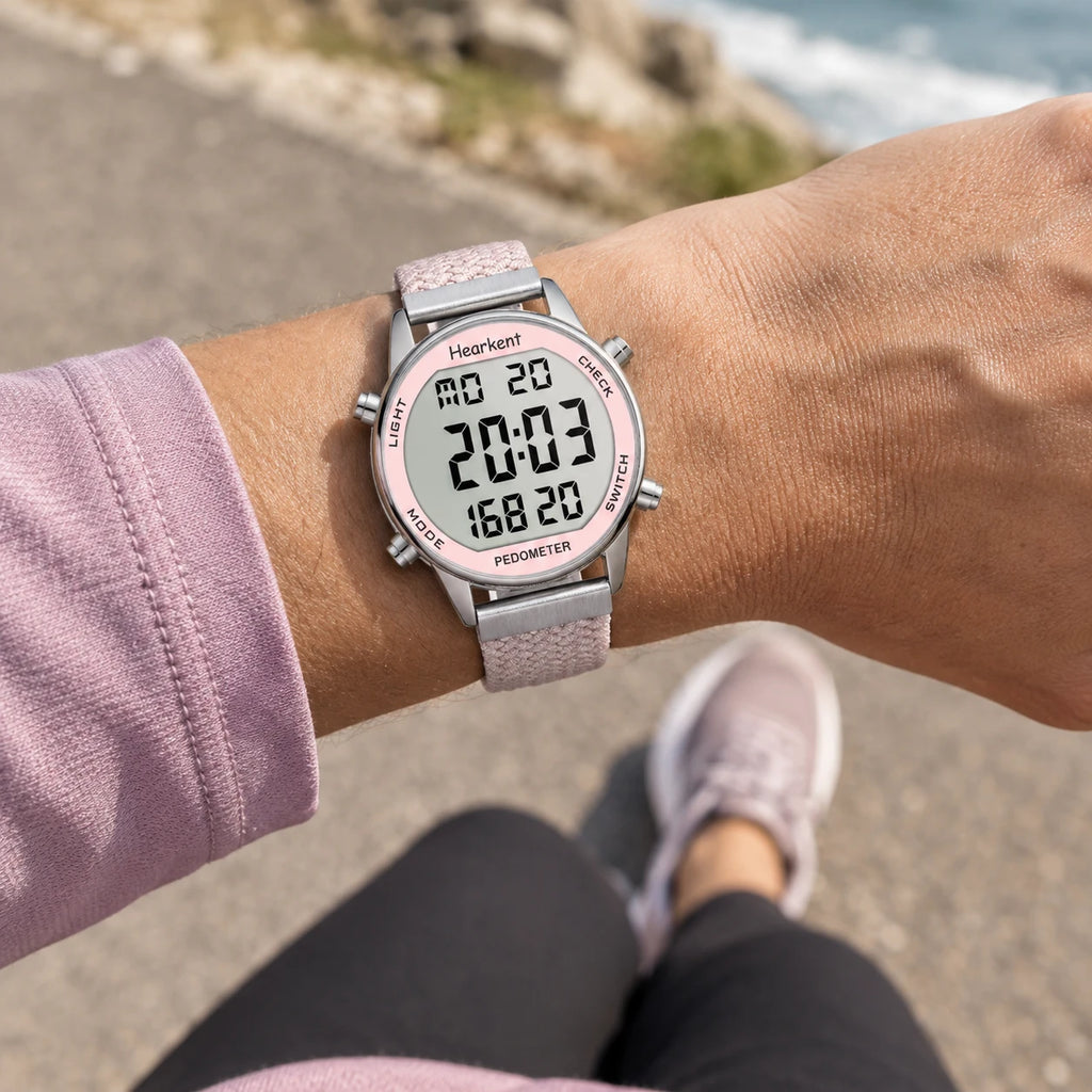 Montre Digitale Femme Sport avec Podomètre Rose - Utilisation du produit -sport