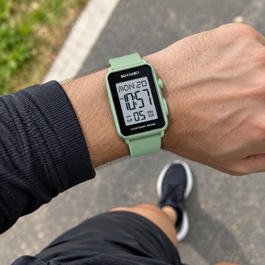 Montre Digitale Sport Rectangulaire à Alarme et Chronomètre - Utilisation du produit -sport