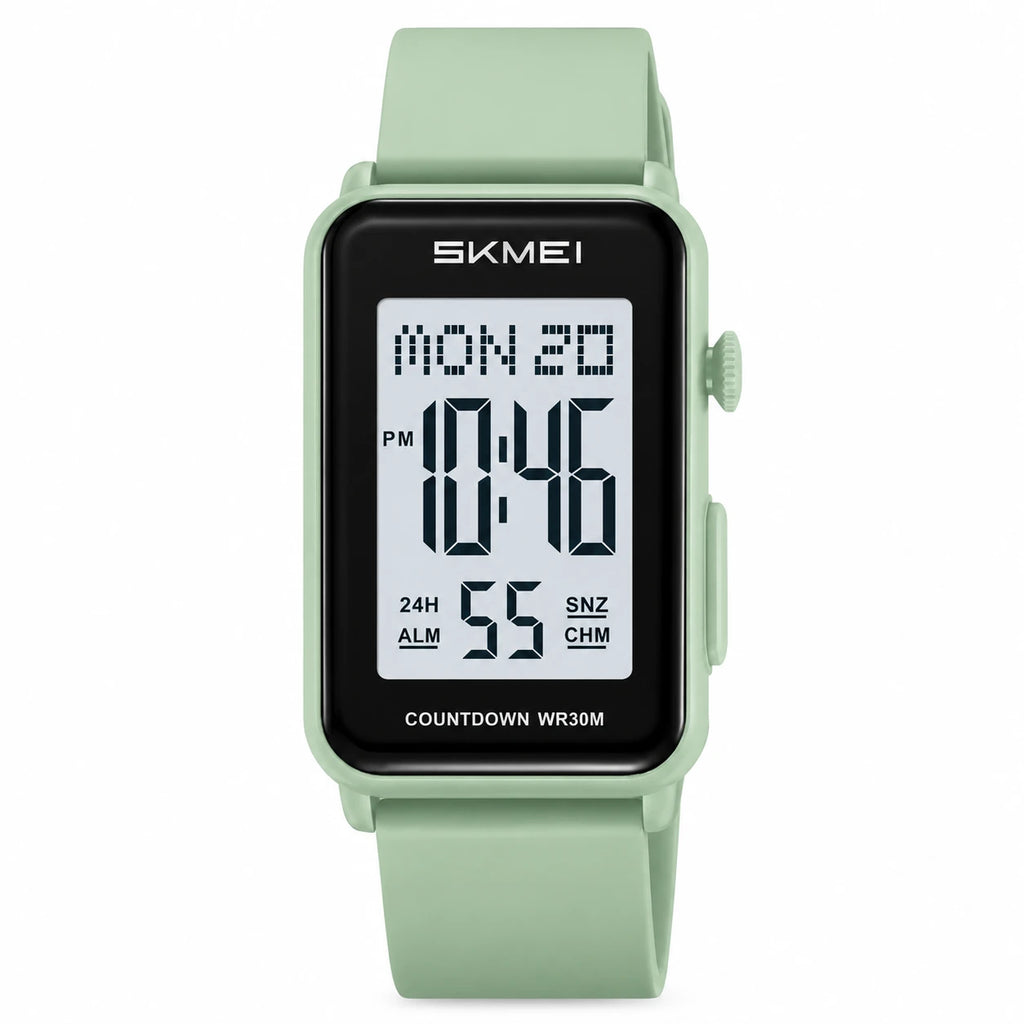 Montre Digitale Sport Rectangulaire à Alarme et Chronomètre - Vert