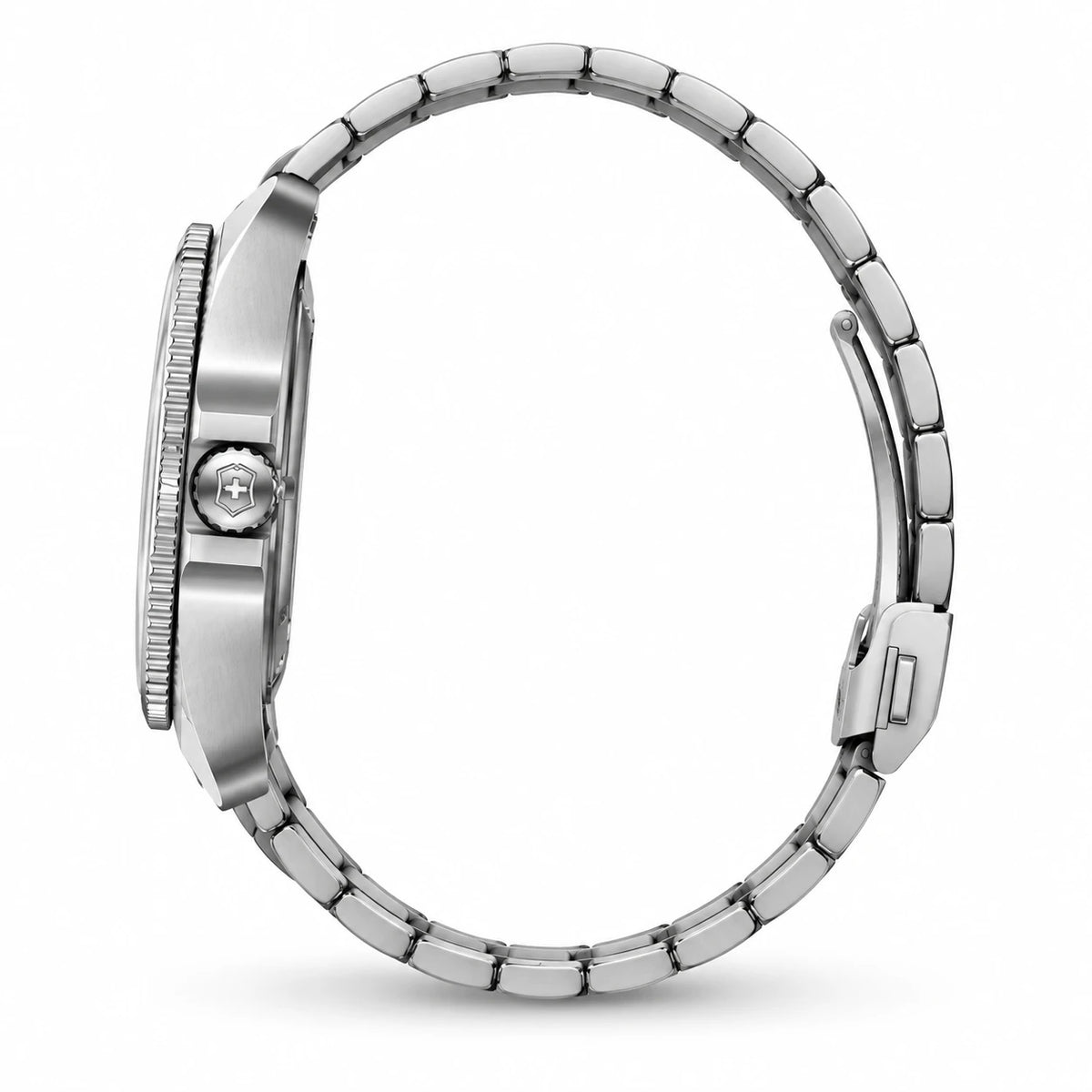 Montre Femme Acier Argenté Cadran Blanc Chiffres Bleus - Photo côté