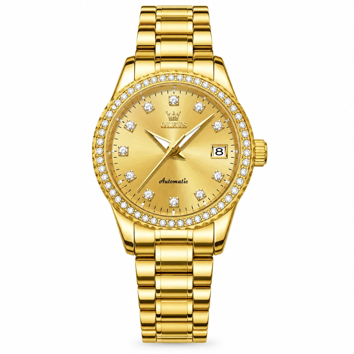 Montre Femme Automatique Bicolore Lunette Ornée - Tout or