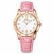 Montre Femme Bracelet Cuir à Cadran Orné et Lunette Sertie - Pink