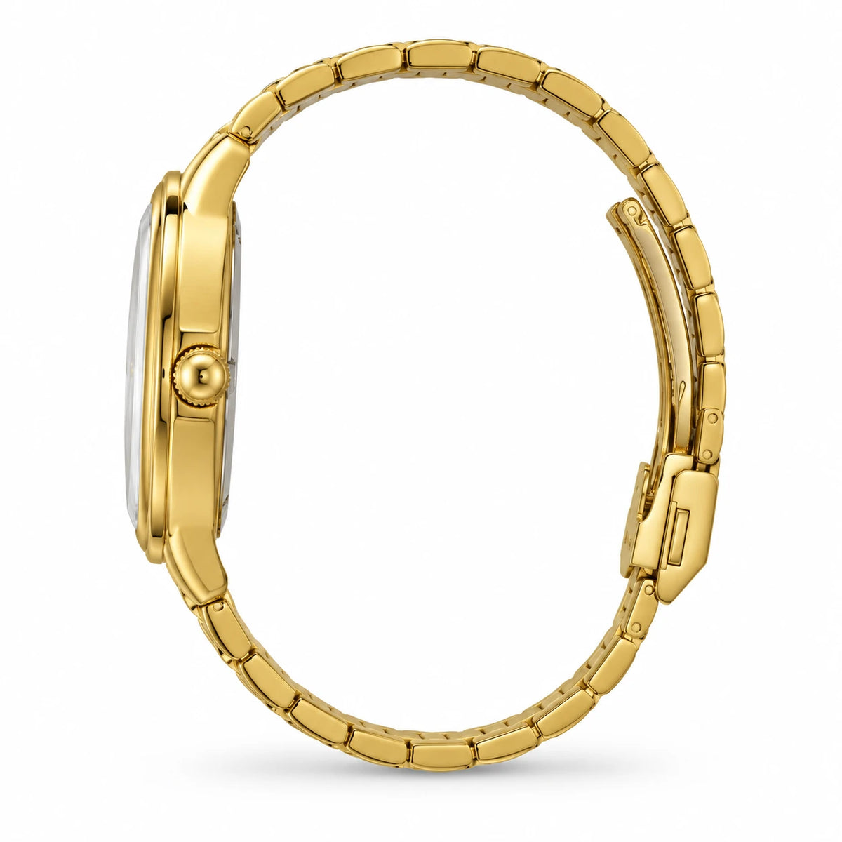 Montre Femme Bracelet Doré Cadran Ovale Minimaliste - Photo côté