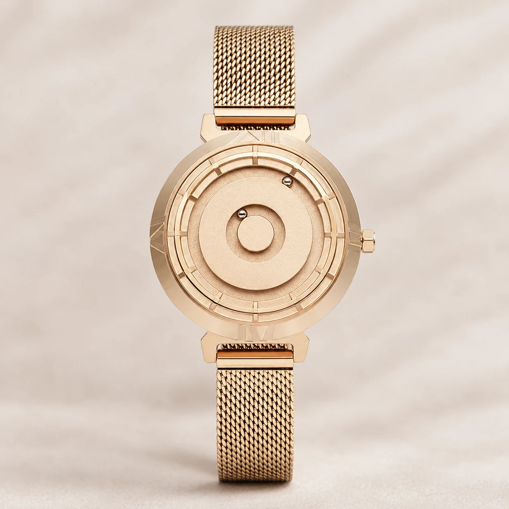 Montre Femme Cadran Billes Magnétiques Bracelet Maille - Détail matière