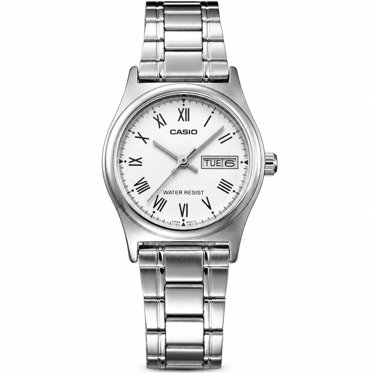 Montre Femme Chiffres Romains Argentée avec Calendrier - Blanc