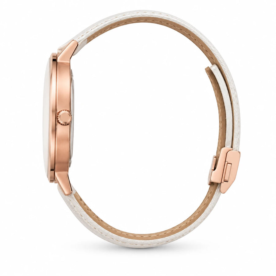 Montre Femme Cuir Cadran Dégradé Or Rose - Photo côté