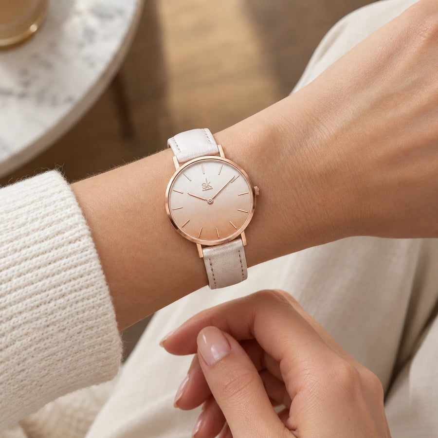 Montre Femme Cuir Cadran Dégradé Or Rose - Utilisation du produit - classique