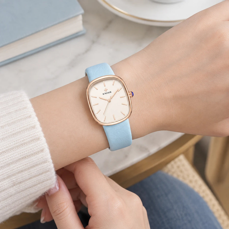 Montre Femme Cuir Cadran Ovale Blanc et Or Rose - Utilisation du produit - classique