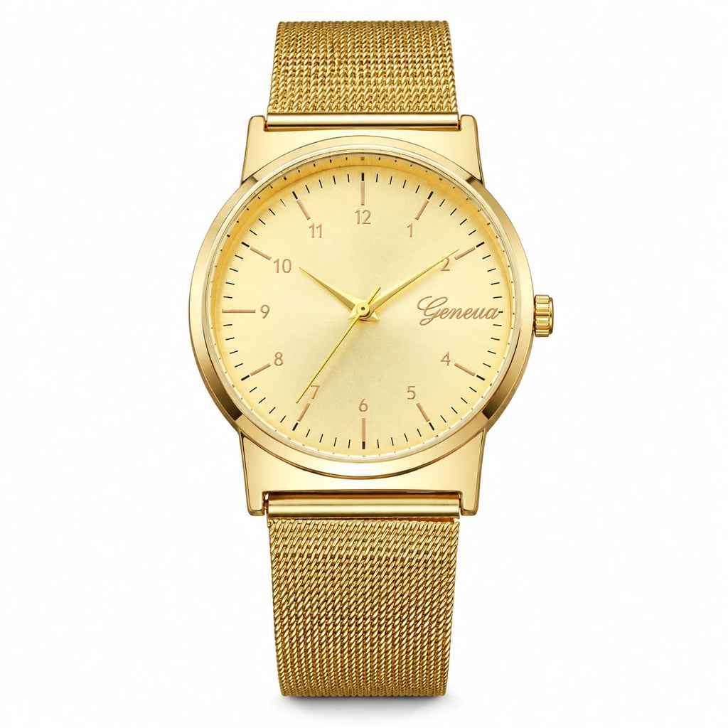 Montre Femme Dorée à Cadran Arabes et Bracelet Milanais - Gold Without Box