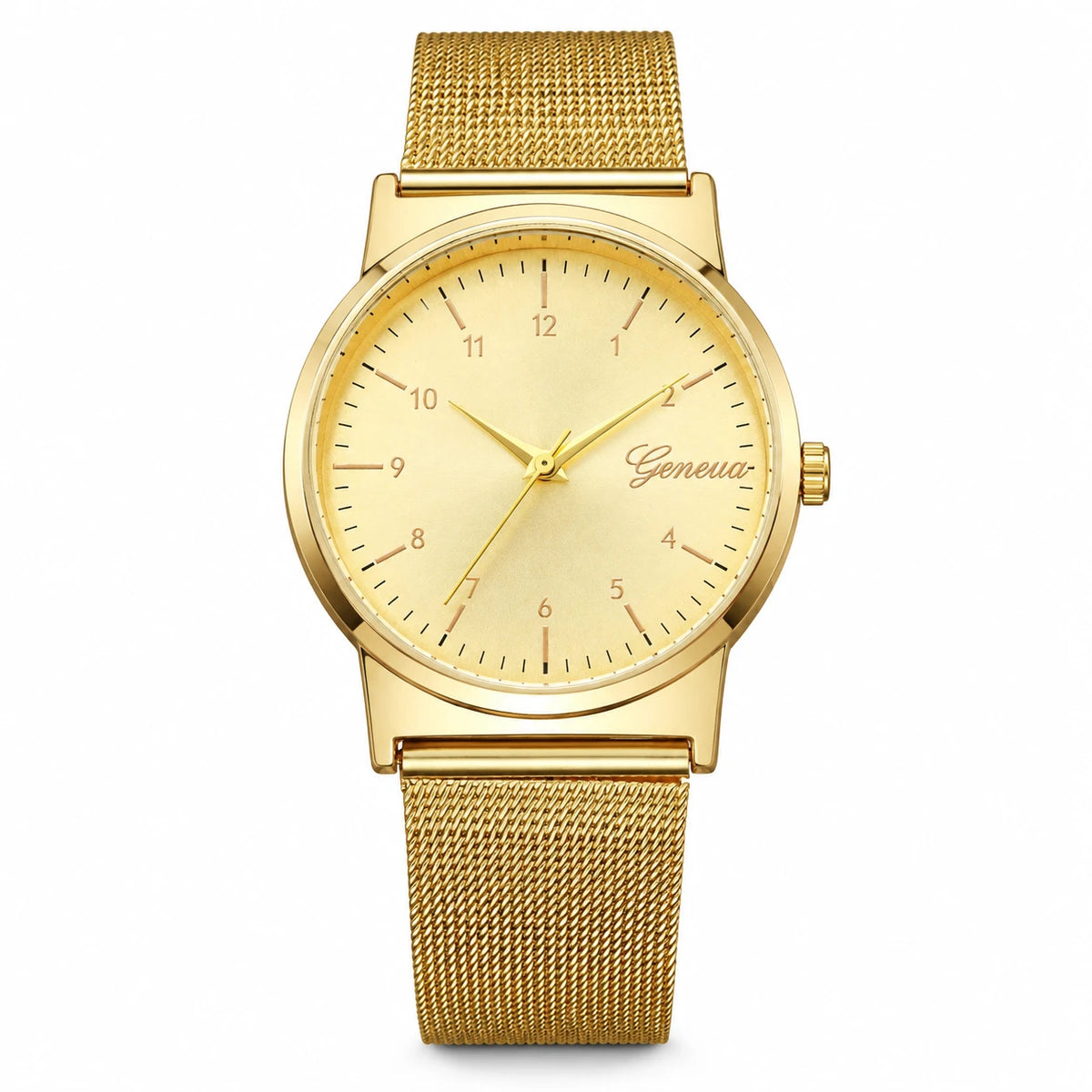 Montre Femme Dorée à Cadran Arabes et Bracelet Milanais - Gold Without Box
