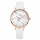 Montre Femme Effet Marbre à Bracelet Maille Milanaise Or Rose - white