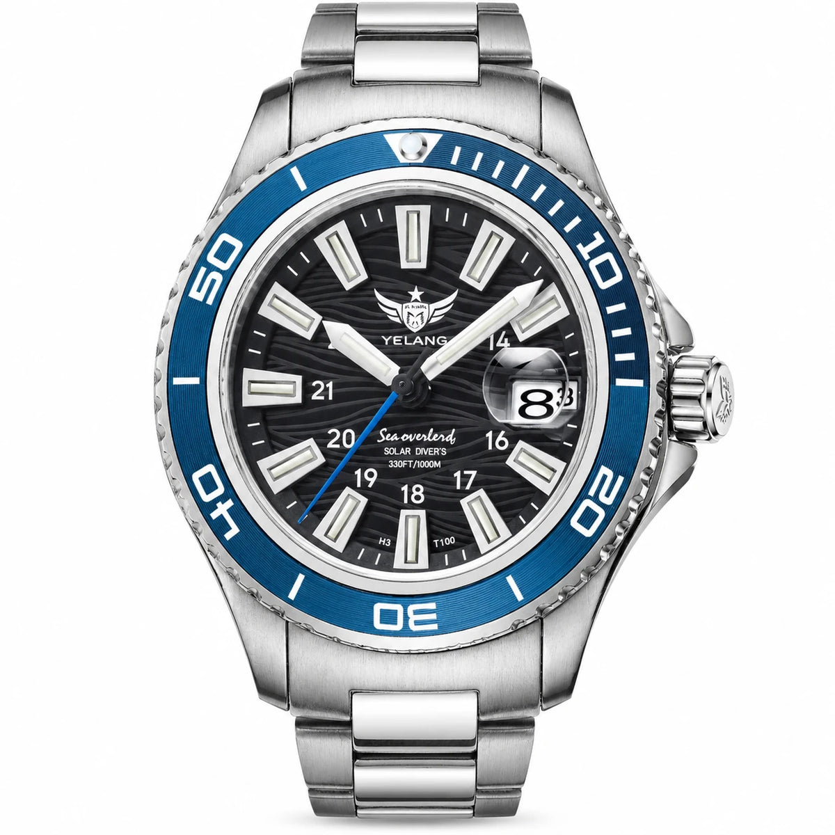 Montre Femme Étanche Cadran Noir et Lunette Verte - Bleu