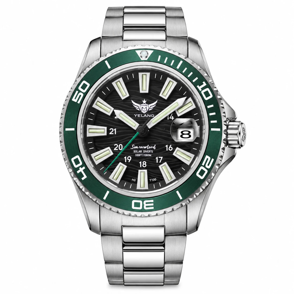 Montre Femme Étanche Cadran Noir et Lunette Verte - Vert