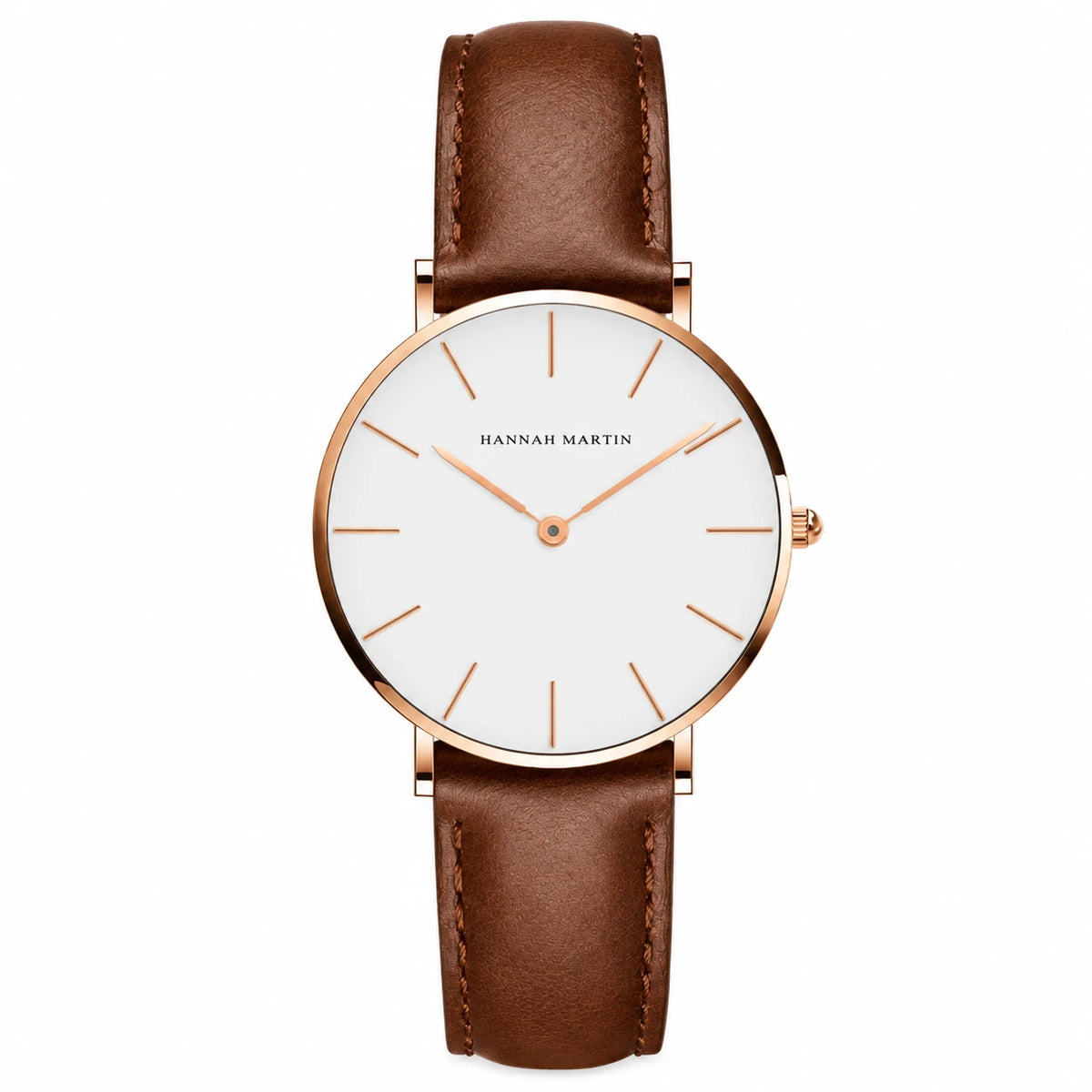 Montre femme minimaliste cadran blanc bracelet cuir - CB36-FK