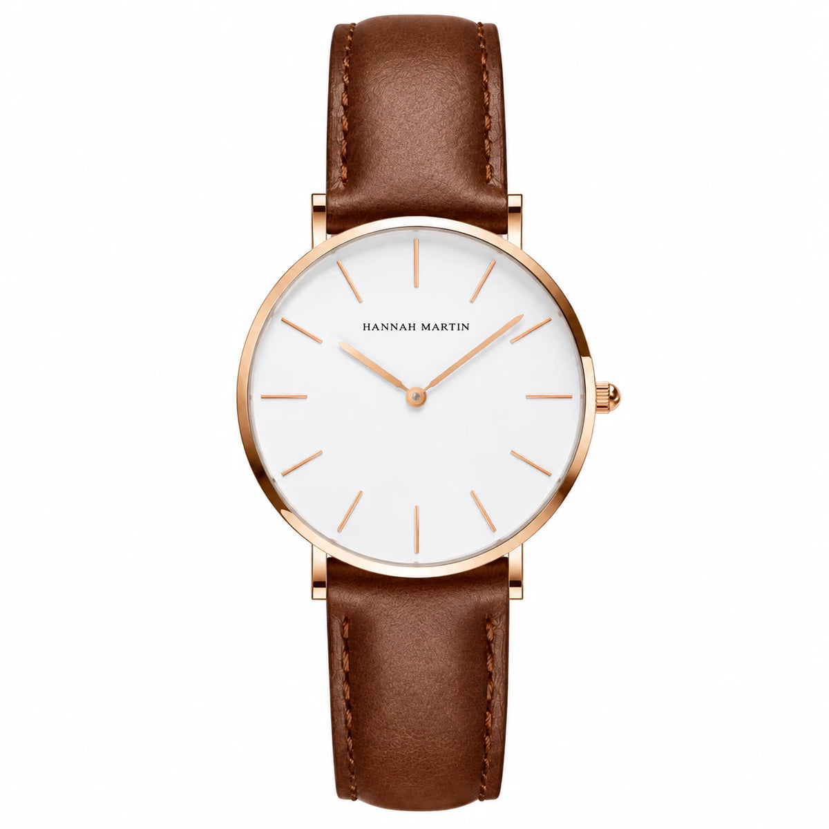 Montre femme minimaliste cadran blanc bracelet cuir - CH36-FK