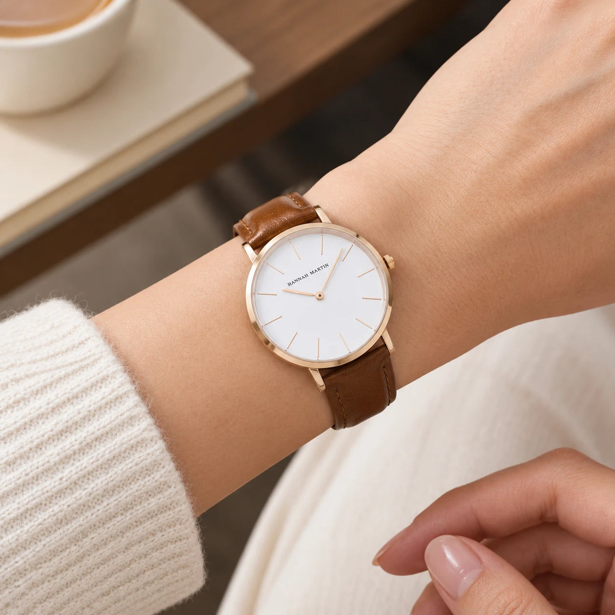 Montre femme minimaliste cadran blanc bracelet cuir - Utilisation du produit - classique
