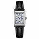 Montre Femme Rectangulaire à Chiffres Romains et Bracelet Cuir - Argent et noir