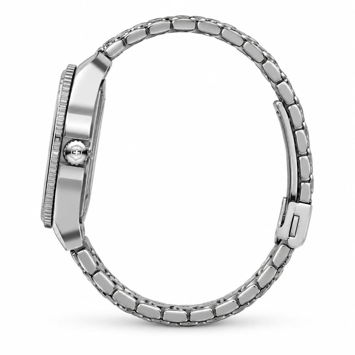 Montre Femme Rectangulaire Bracelet Acier Doré Quartz - Photo côté