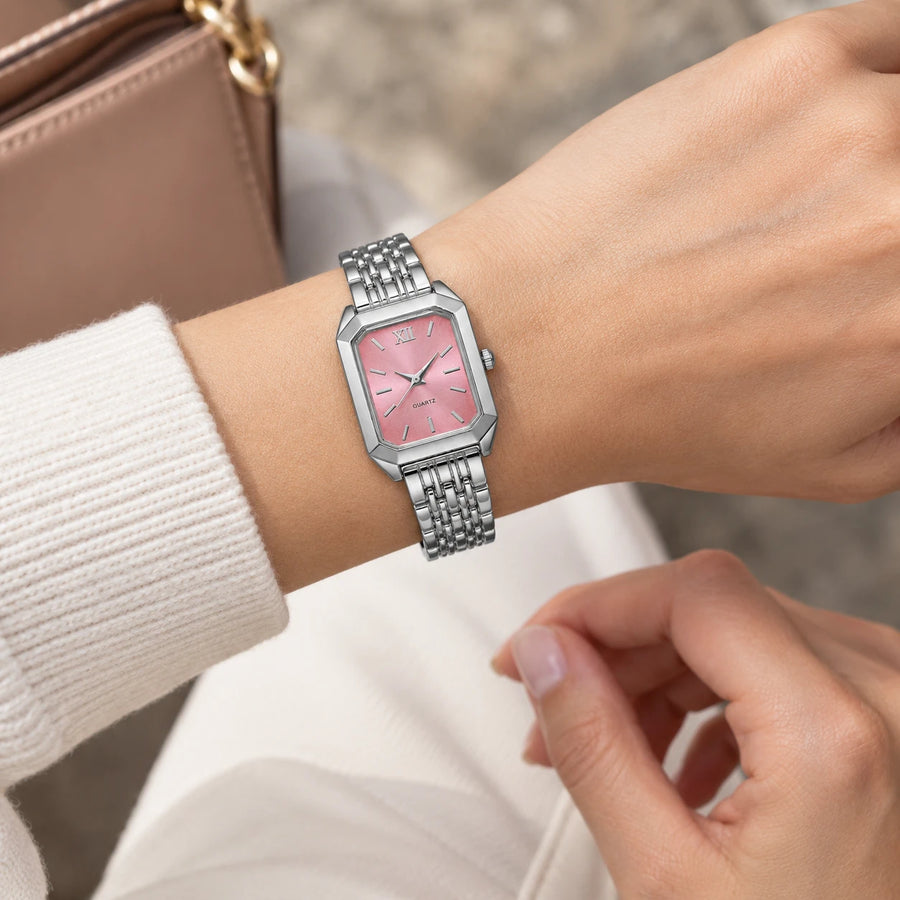 Montre Femme Rectangulaire Bracelet Acier Doré Quartz - Utilisation du produit - classique