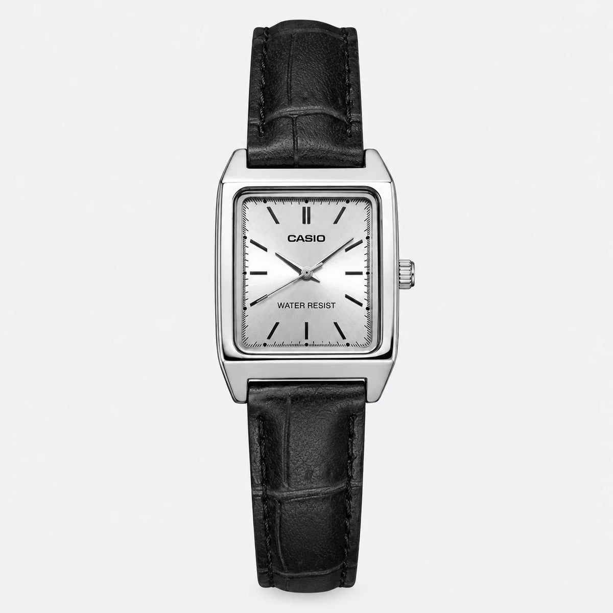 Montre Femme Rectangulaire Vintage Cadran Argenté - Fond gris clair