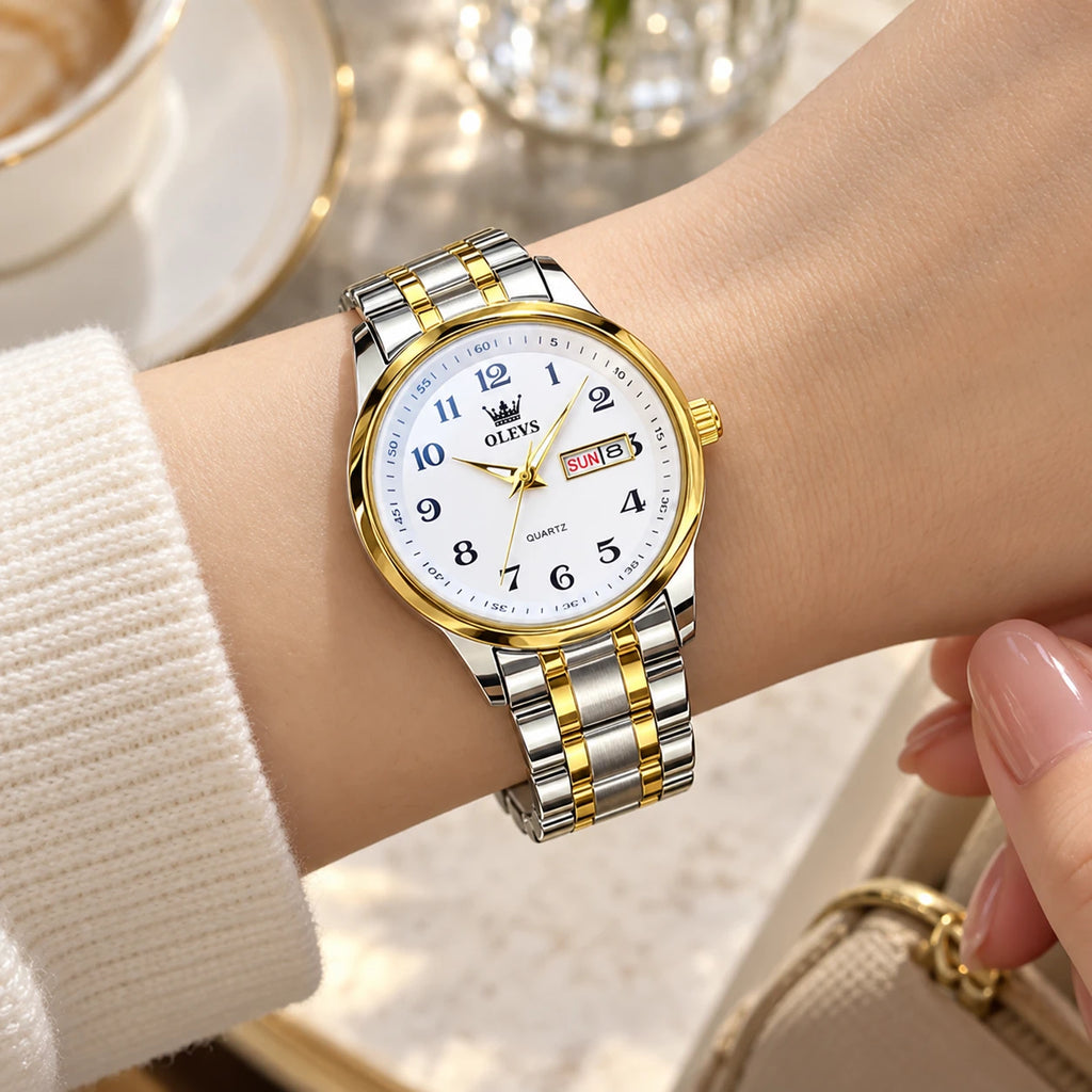 Montre Jour-Date Bicolore à Cadran Blanc et Chiffres - Utilisation du produit - classique