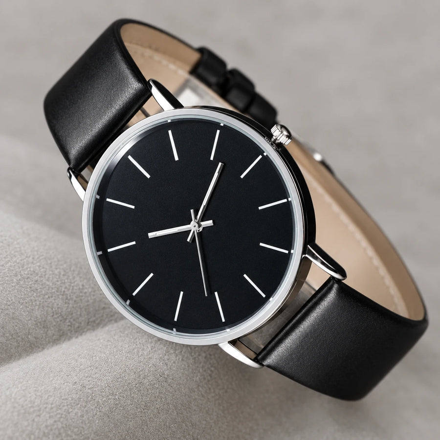 Montre Minimaliste Femme Cadran Ultra Fin Bracelet Cuir - Détail matière