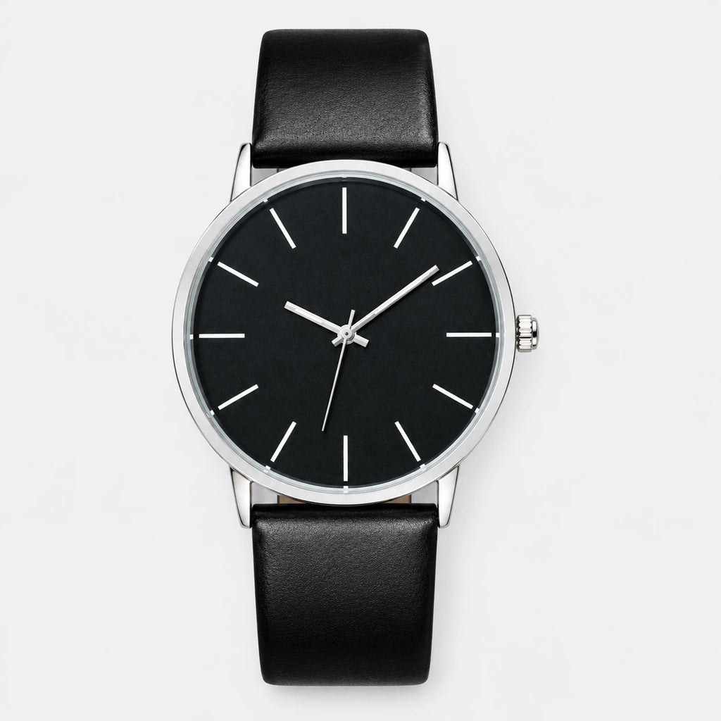 Montre Minimaliste Femme Cadran Ultra Fin Bracelet Cuir - Fond gris clair
