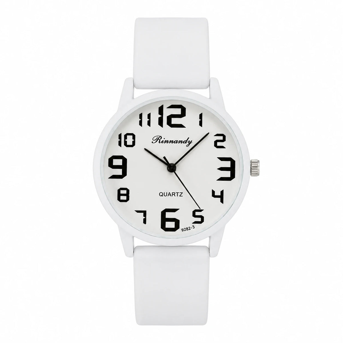 Montre Quartz Femme Cadran Lisible Bracelet Silicone - Blanc