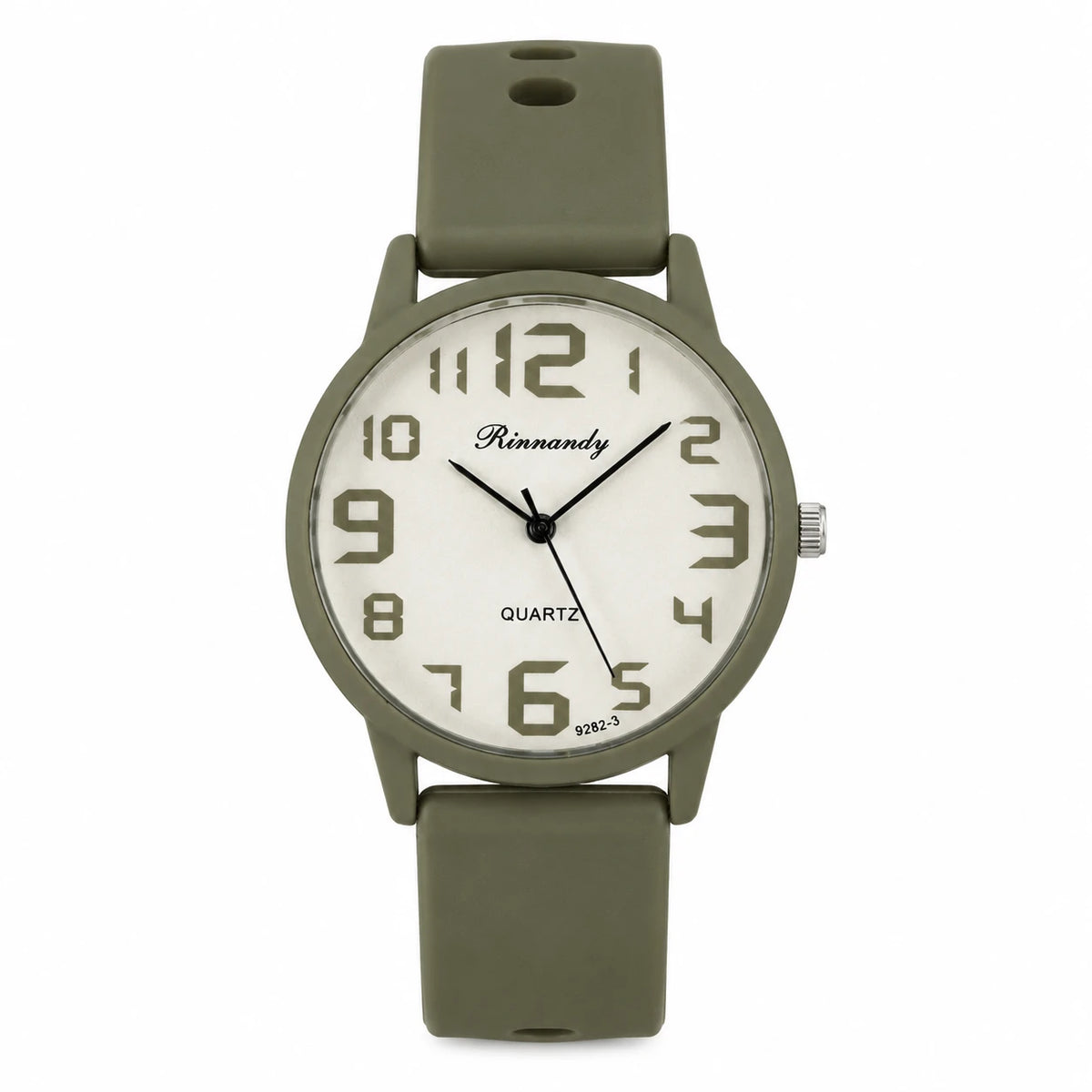 Montre Quartz Femme Cadran Lisible Bracelet Silicone - Kaki