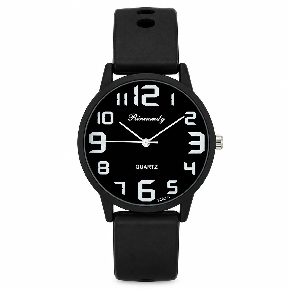 Montre Quartz Femme Cadran Lisible Bracelet Silicone - Noir