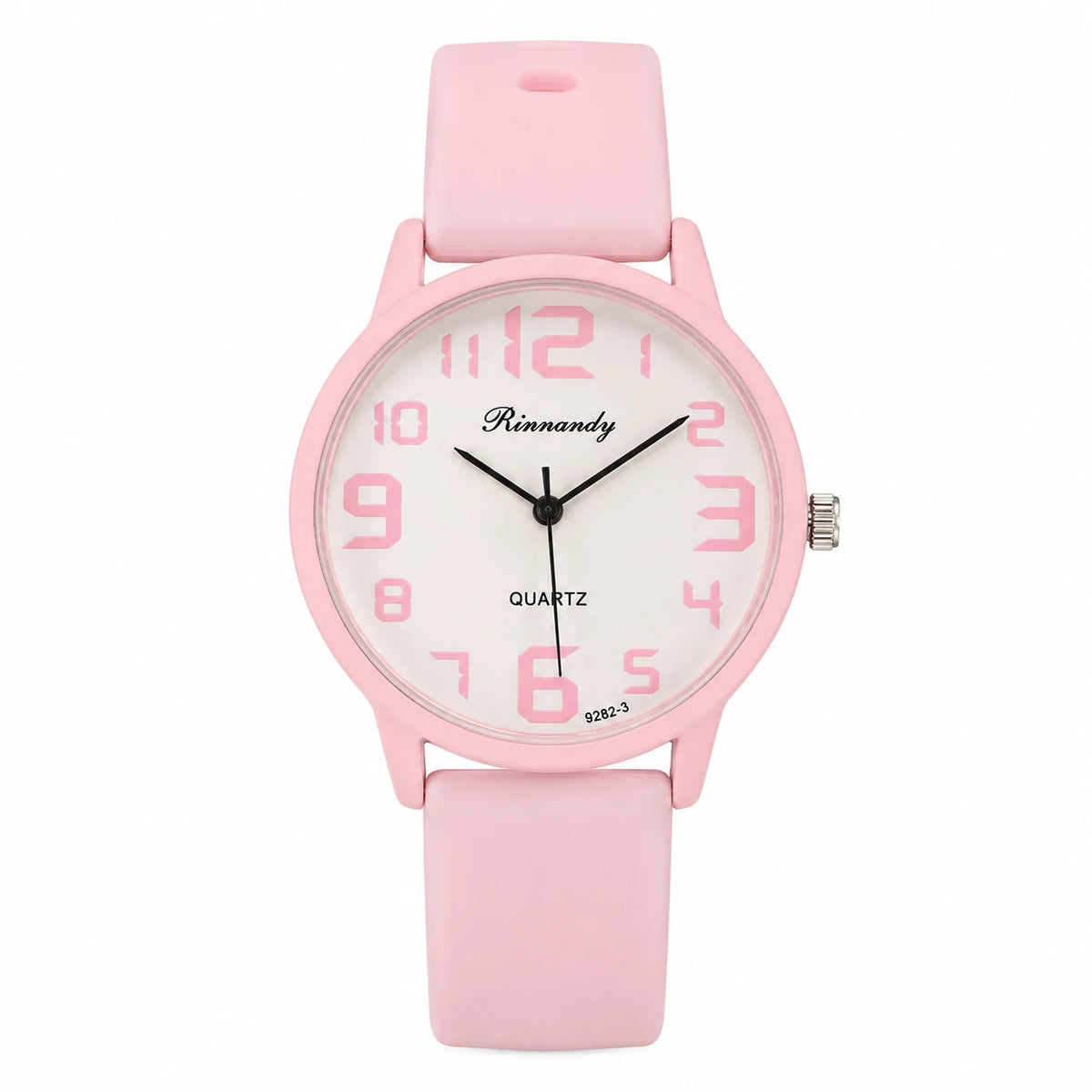 Montre Quartz Femme Cadran Lisible Bracelet Silicone - Rose
