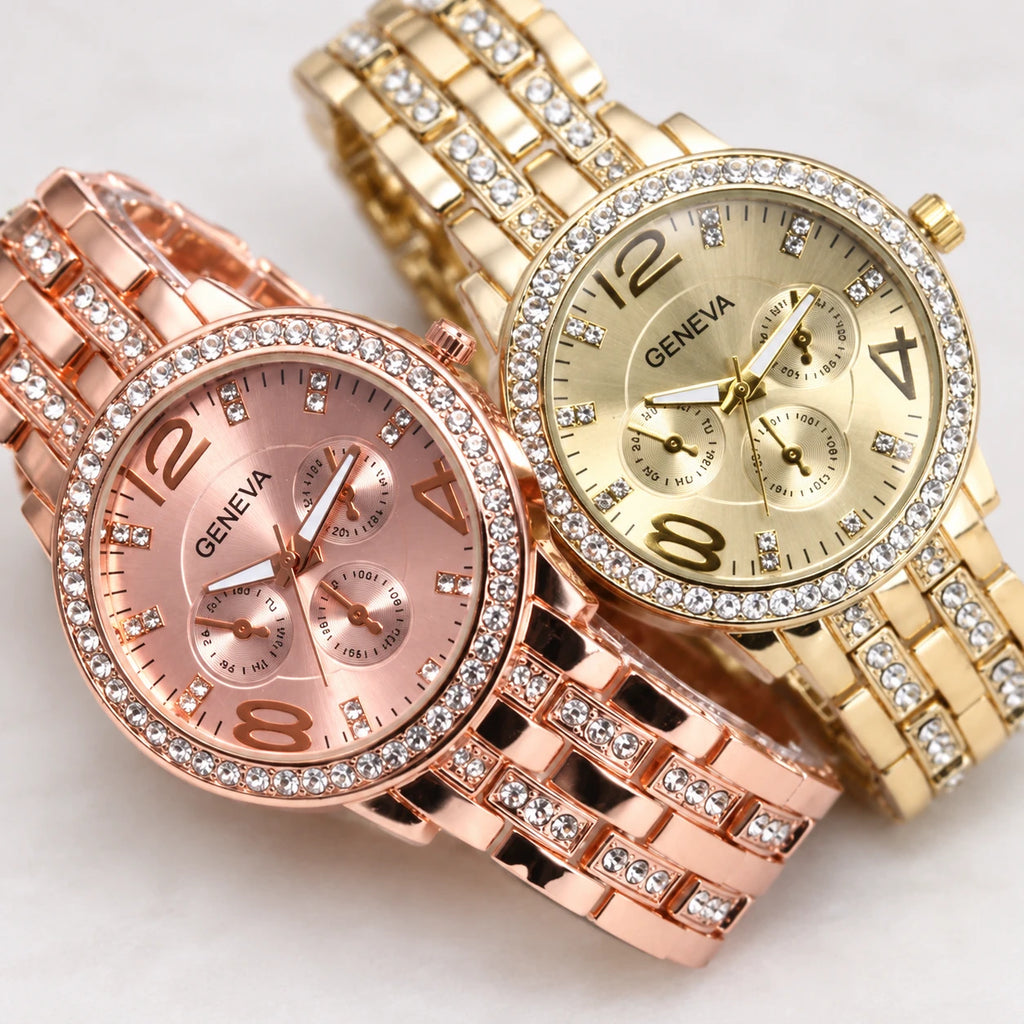 Montre Quartz Ornée Femme Cadran Décoré Bracelet Métal - Détail matière