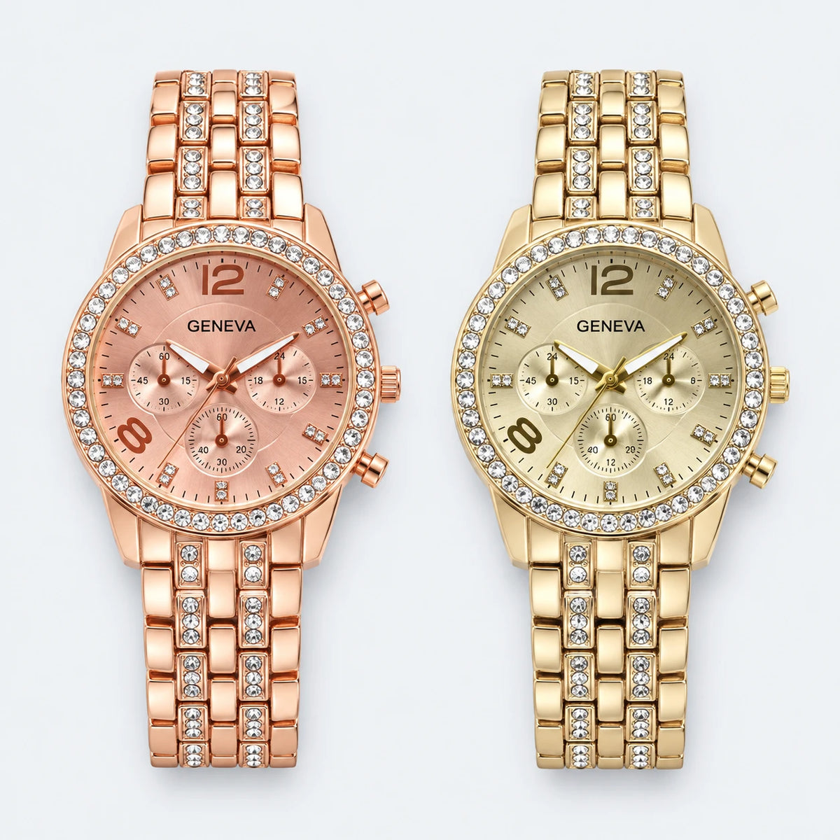 Montre Quartz Ornée Femme Cadran Décoré Bracelet Métal - Fond gris clair