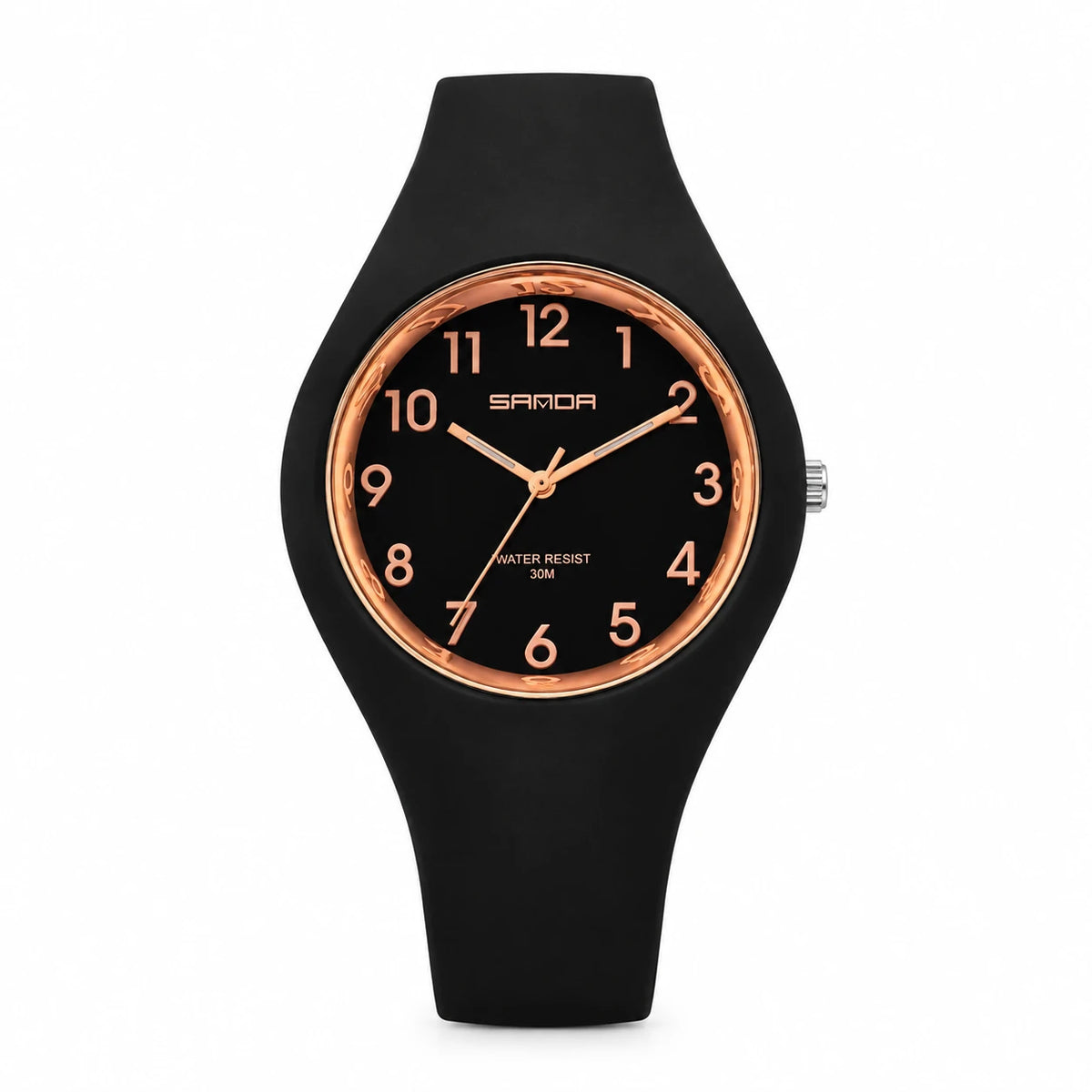 Montre Silicone Femme Cadran Blanc Chiffres Arabes - Black g