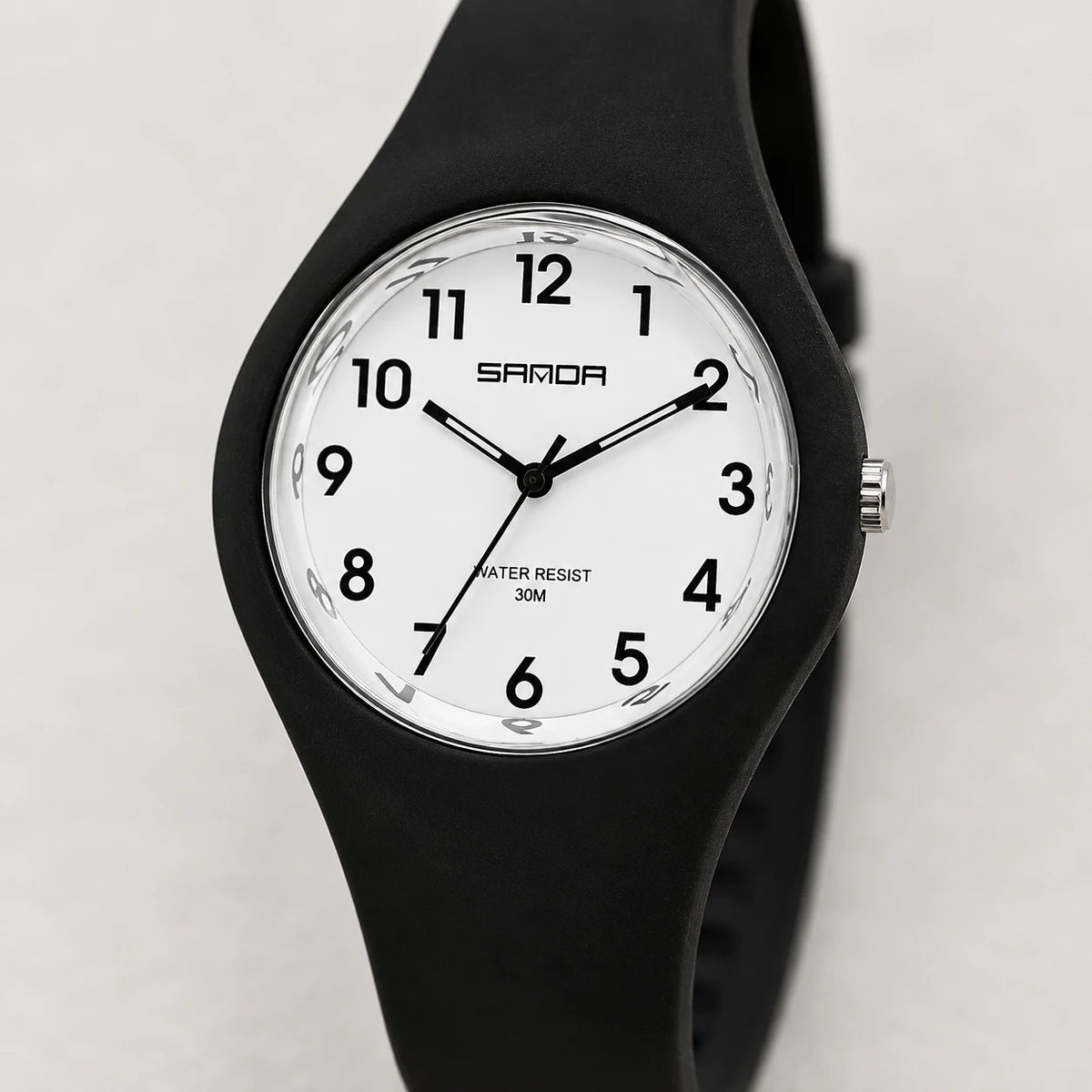 Montre Silicone Femme Cadran Blanc Chiffres Arabes - Détail matière