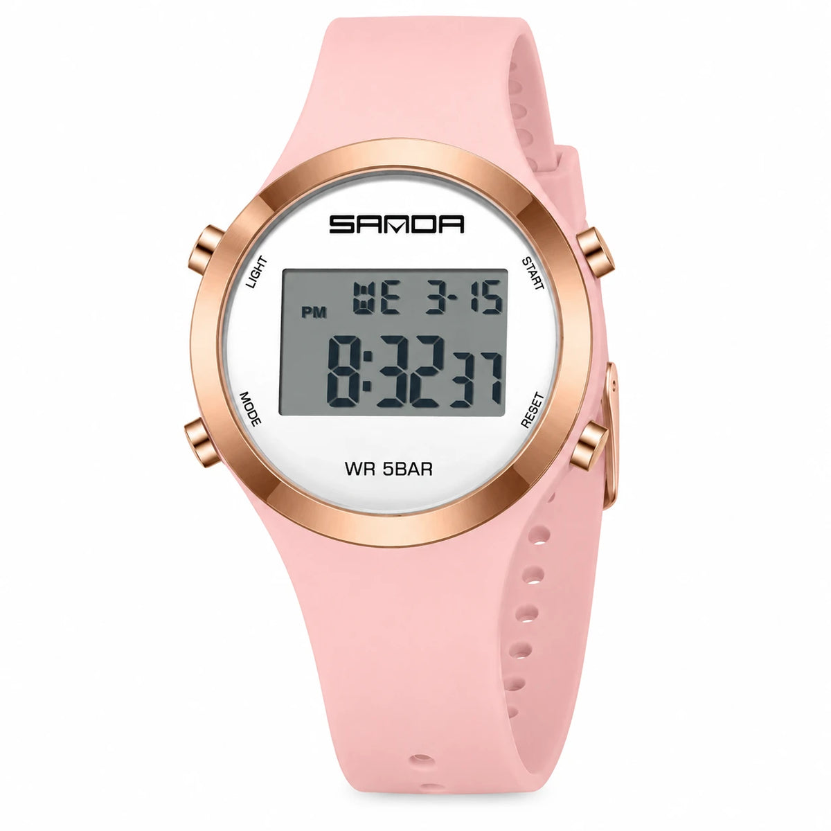 Montre Sport Digitale Femme Cadran Rond Étanche - Rose