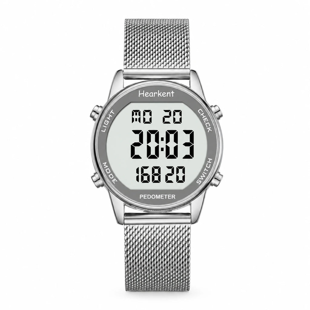 Montre Sport Femme Digitale à Bracelet Mesh Doré Rose - Argent