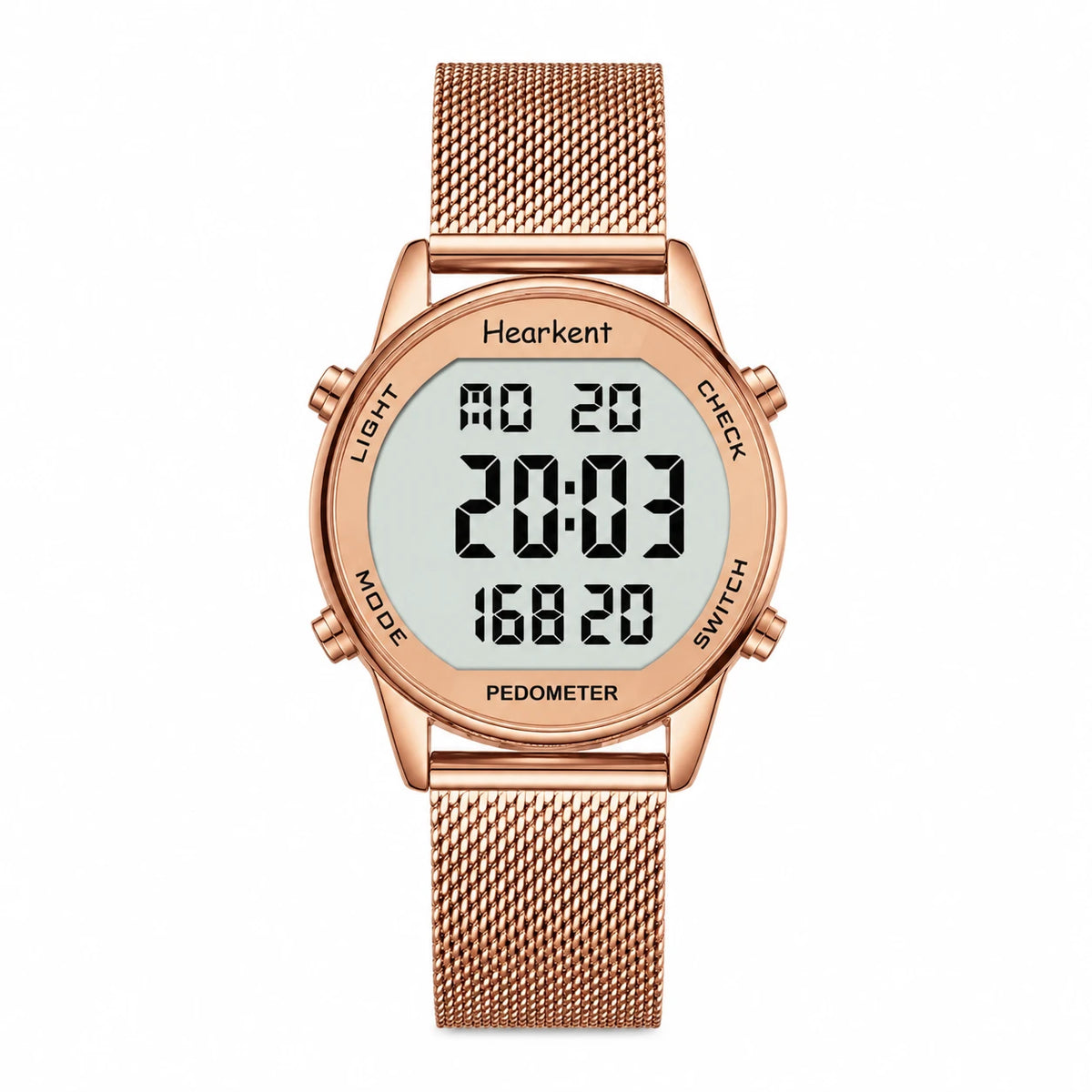 Montre Sport Femme Digitale à Bracelet Mesh Doré Rose - Or rose