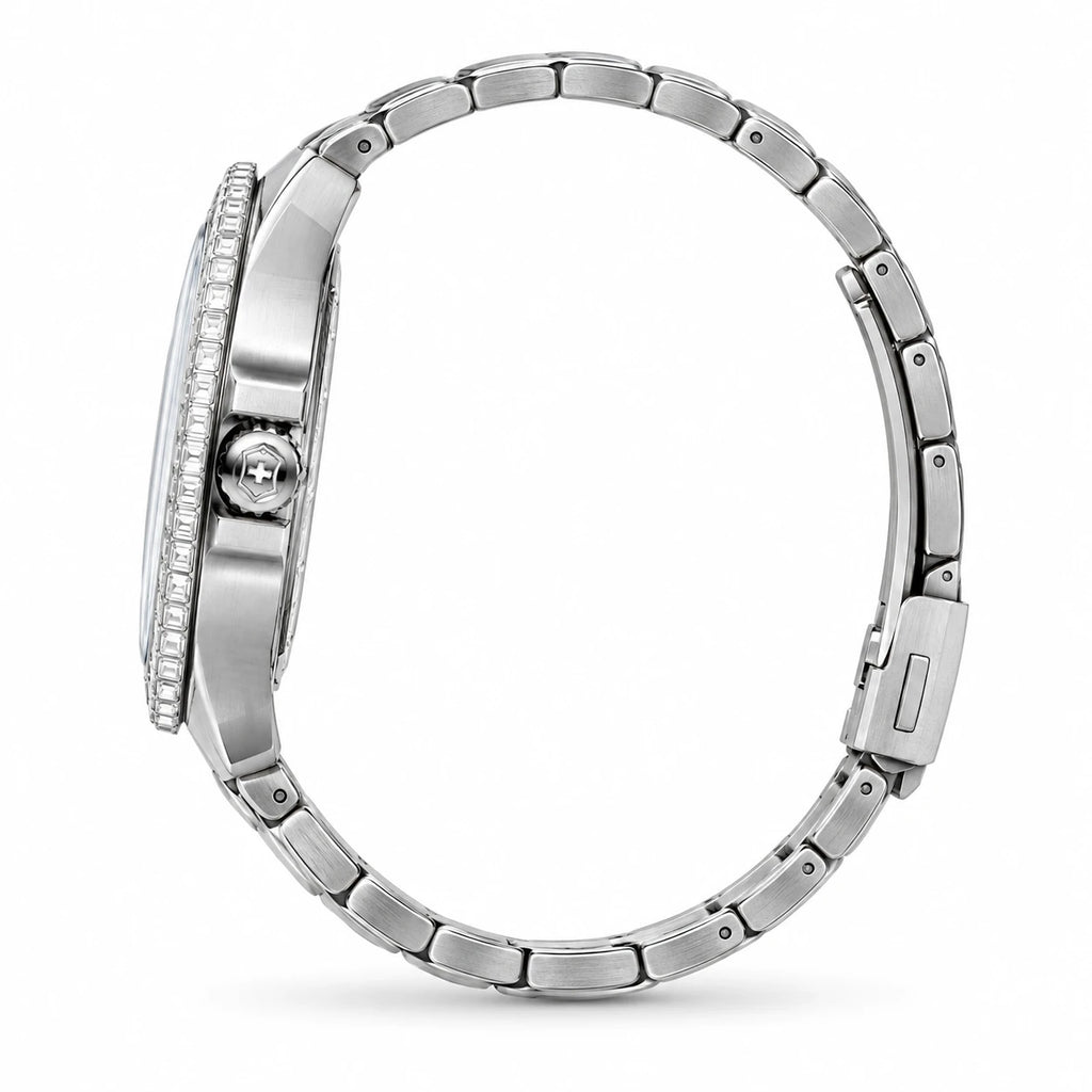 Montre Squelette Automatique Femme à Bracelet Acier - Photo côté