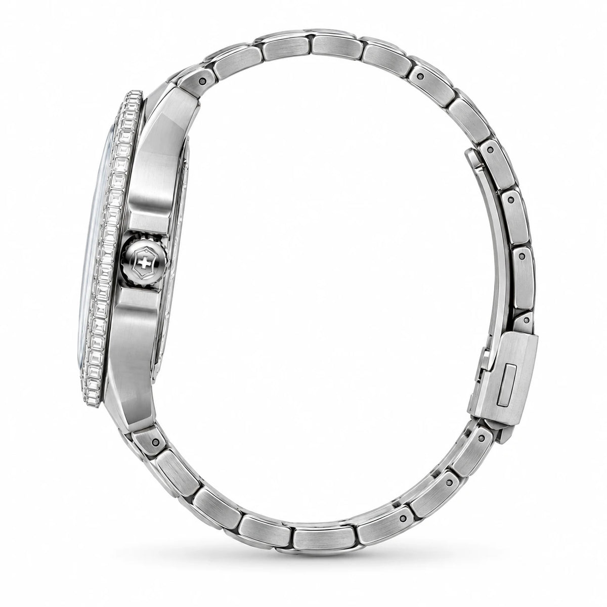 Montre Squelette Automatique Femme à Bracelet Acier - Photo côté