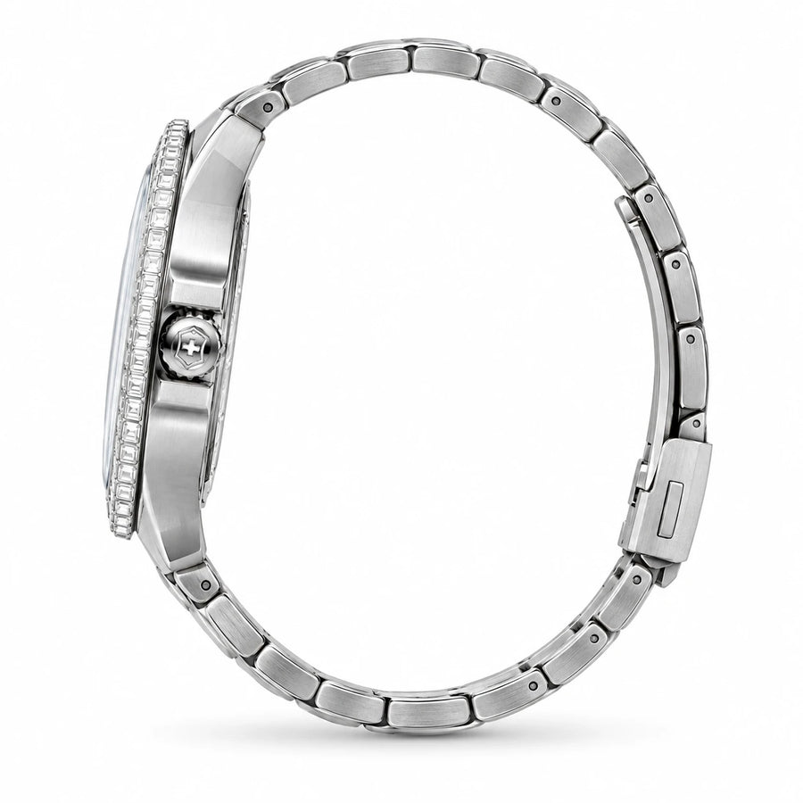Montre Squelette Automatique Femme à Bracelet Acier - Photo côté